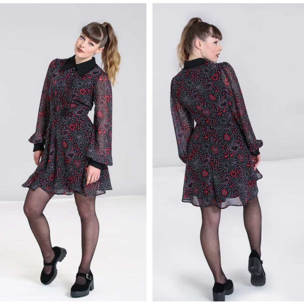 Hell Bunny Black and Red Long Sleeve Dress